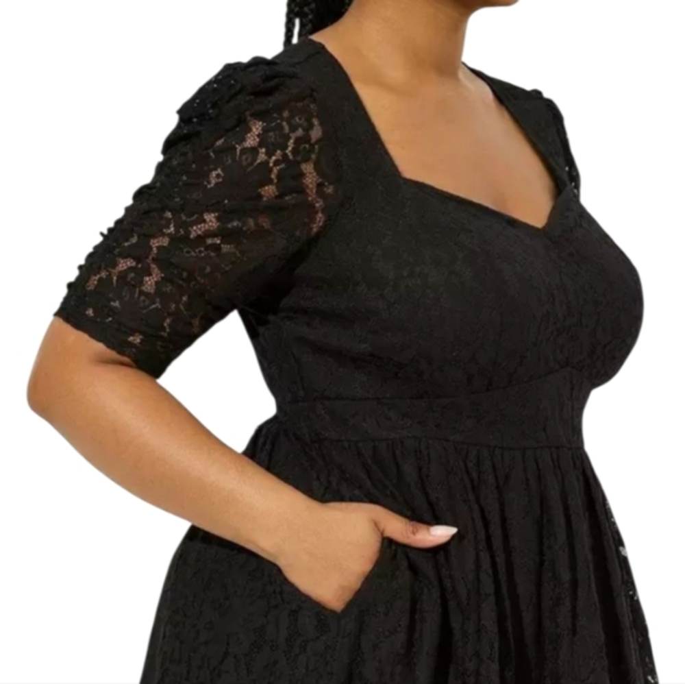 Torrid Black Lace Overlay Party Cocktail Midi Dress Plus Size 20 - Picture 2 of 11